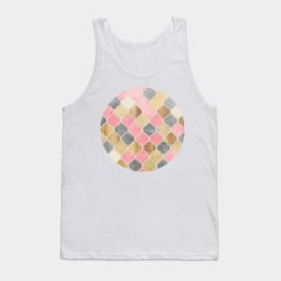 Silver Grey, Soft Pink, Wood & Gold Moroccan Pattern Tank Top